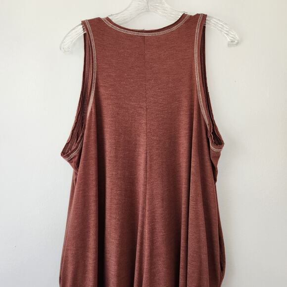 Natural Life Jumpsuit Womens O/S Burgundy Wide Leg Beach Relaxed Boho Minimalist - Picture 6 of 16